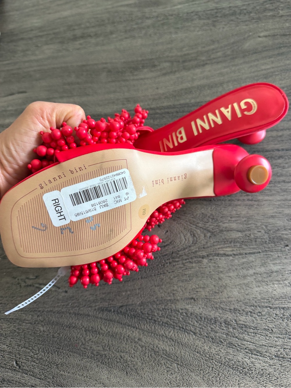 Gianni Bini Red Beaded Mules - Picture 3 of 5